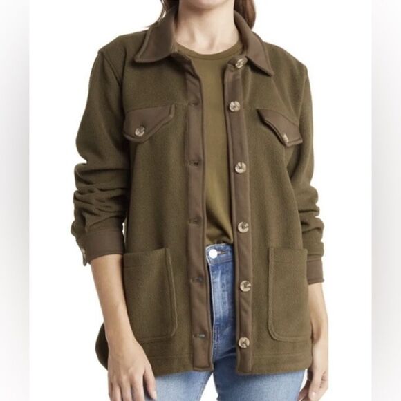 BLANKNYC Jackets & Blazers - Blank NYC Shacket Women Olive Fleece Plush Jacket size medium